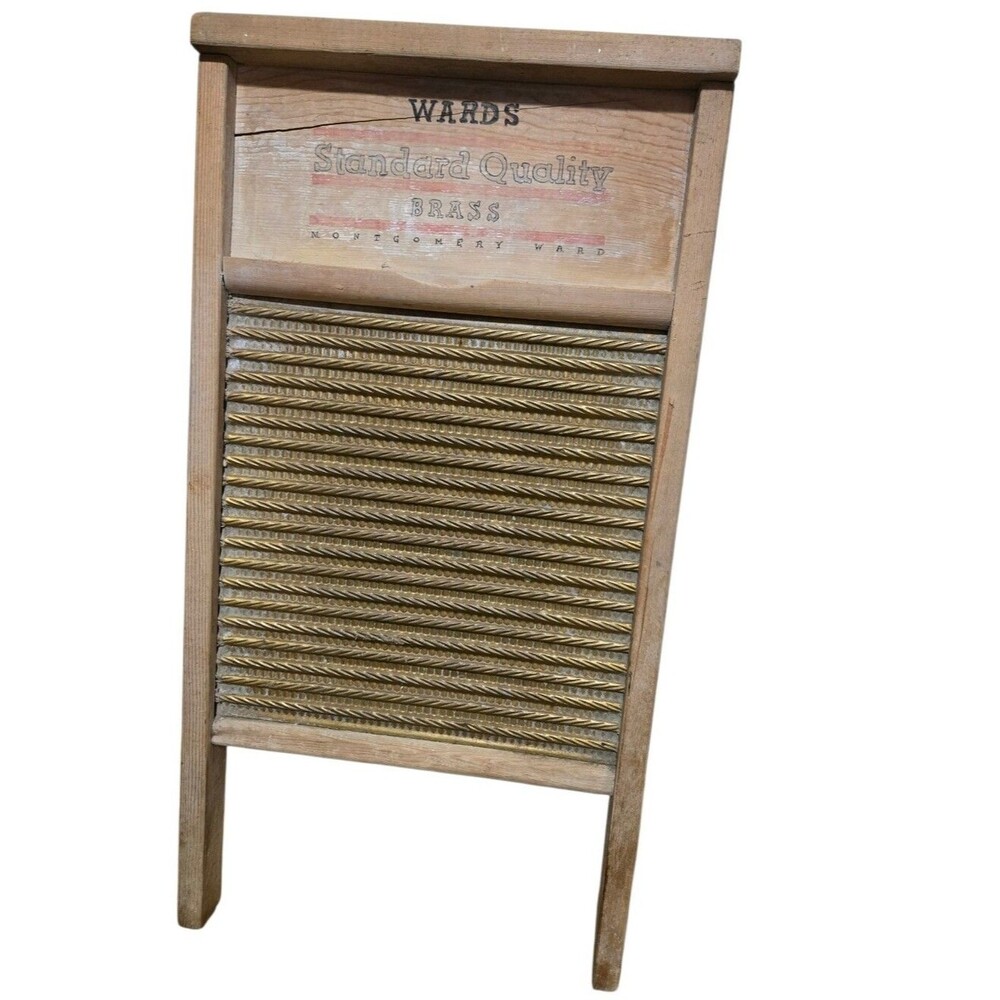 Vintage Wards Standard Quality Brass Washboard Antique Farmhouse Decor Home